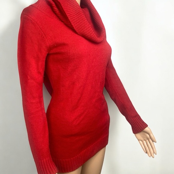 Forever 21 Red Cowlneck Long Sleeve Women’s Sweater Slim Fit Size Small - Picture 2 of 10